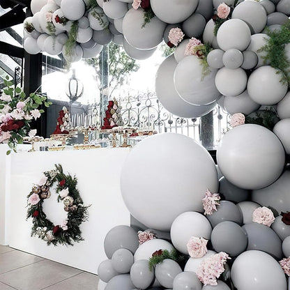 PartyWoo Gray Balloons - 100 Pcs Matte Grey Latex Balloon Arch Kit | 18", 12", 10", 5" Sizes for Baby Showers, Gender Reveals, and Birthdays
