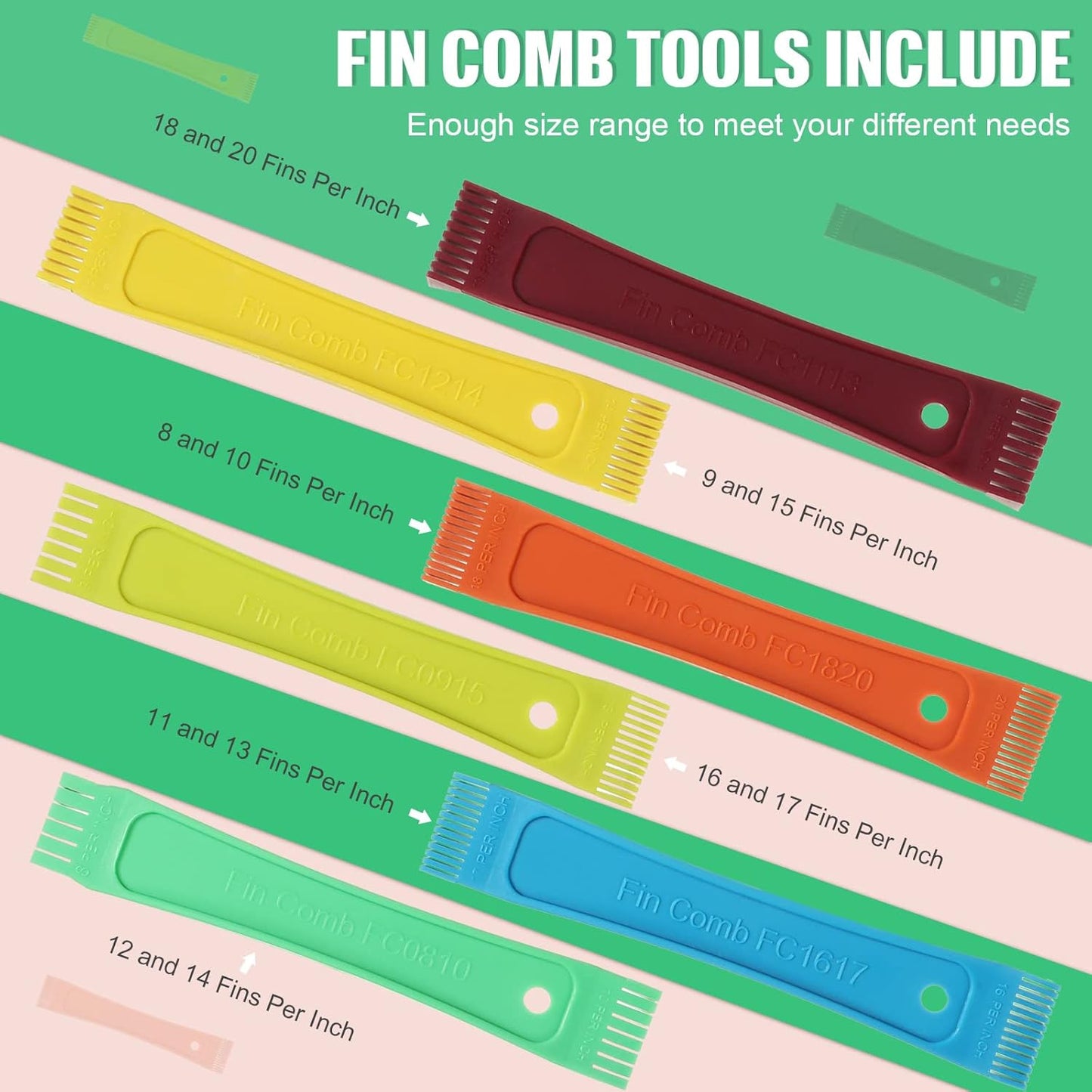 CHENGU 4 Pieces Air Conditioner Fin Cleaner Set - Stainless Steel Condenser Fin Comb & Coil Cleaning Brush