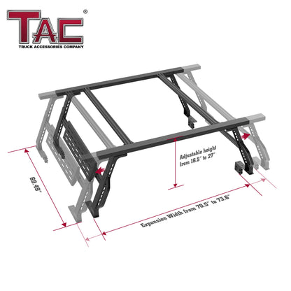 TAC Universal Ajustable 6-FEET Truck Bed Rack Ladder Roof Top Cargo Rack Platform Extension Canoe Bike Kayak Snowboard Luggage Upper Storage Carrier Outdoors Overland Off Road Accessories