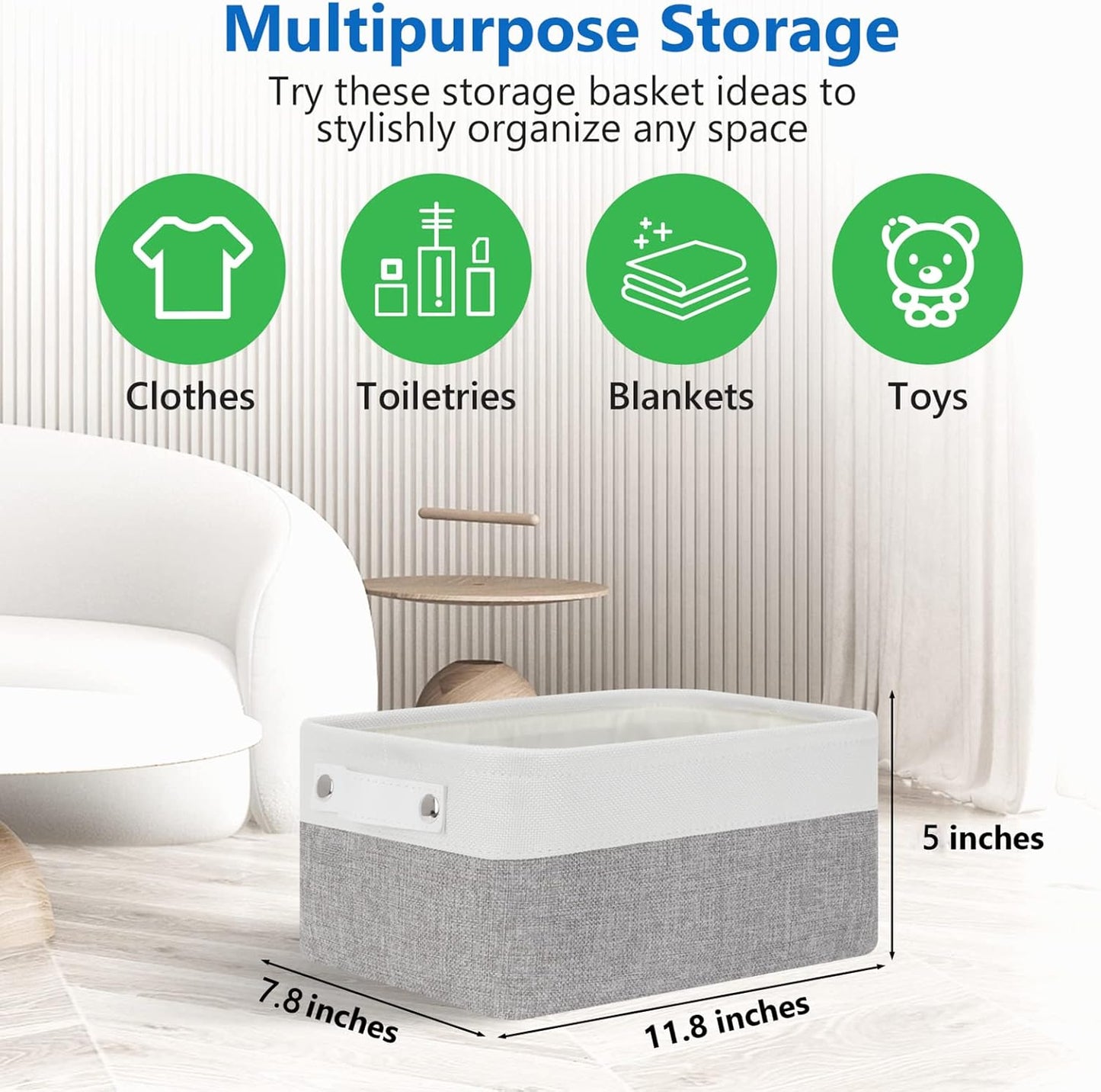 Bidtakay Small Storage Baskets [4-Pack] Fabric Bins for Baby Organizer Shelf Nursery Storage Collapsible Bins
