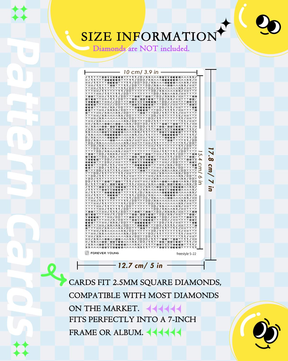 forever young 24 Designs Diamond Freestyle Cards for Beads, 5x7 Blank Diamond Art Cards with Glue for Square Dots for Adults, Postcard-Style Diamond Painting Accessories (No Drills)