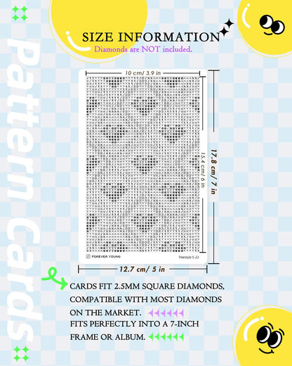forever young 24 Designs Diamond Freestyle Cards for Beads, 5x7 Blank Diamond Art Cards with Glue for Square Dots for Adults, Postcard-Style Diamond Painting Accessories (No Drills)