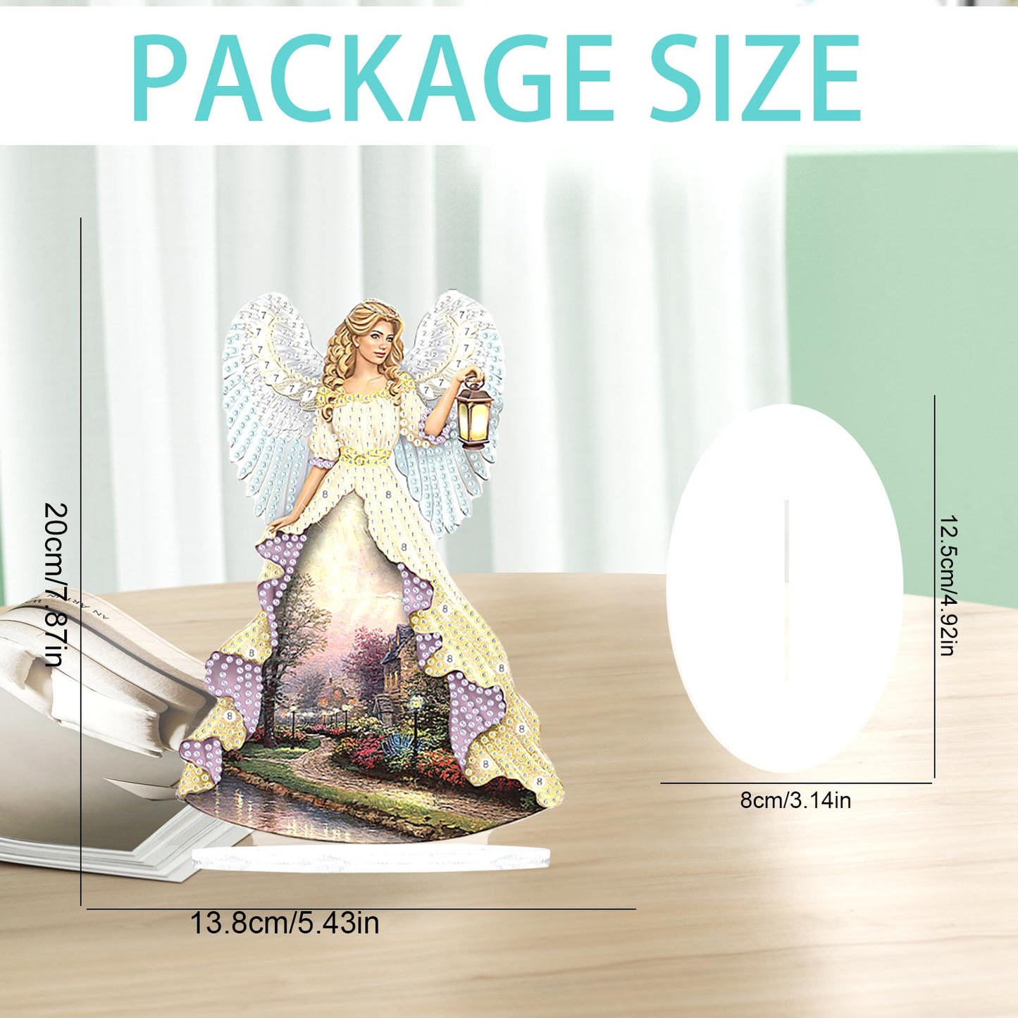JZHYOAN Angel Diamond Art Desktop Ornaments Gem Painting Table Ornaments Gem Art for Adults Diamond Painting Desk Stand Crystal Arts Mosaic Kit DIY Desktop Kits with Special Shape