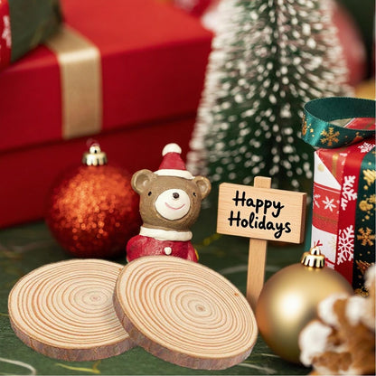 BIBRADAA Wood Slice Ornaments 54 Pcs 2.4-2.8 Inches,Unfinished Natural Wood Cookies,Predrilled with Hole Wood Slices for Crafts,Christmas Ornaments Wedding Decorations etc. ﻿