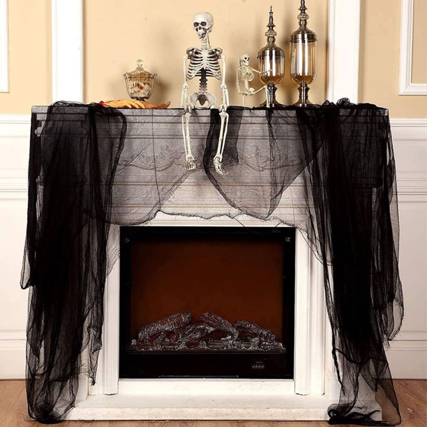 Kijamilee 4 Pack Halloween Creepy Cloths, Scary Spooky Cloth Creepy Gauze, 30 x 120inch Freaky Loose Weave Creepy Cloth, Decoration for Haunted Houses Props Halloween Wall Outdoor Indoor Decor (Black)