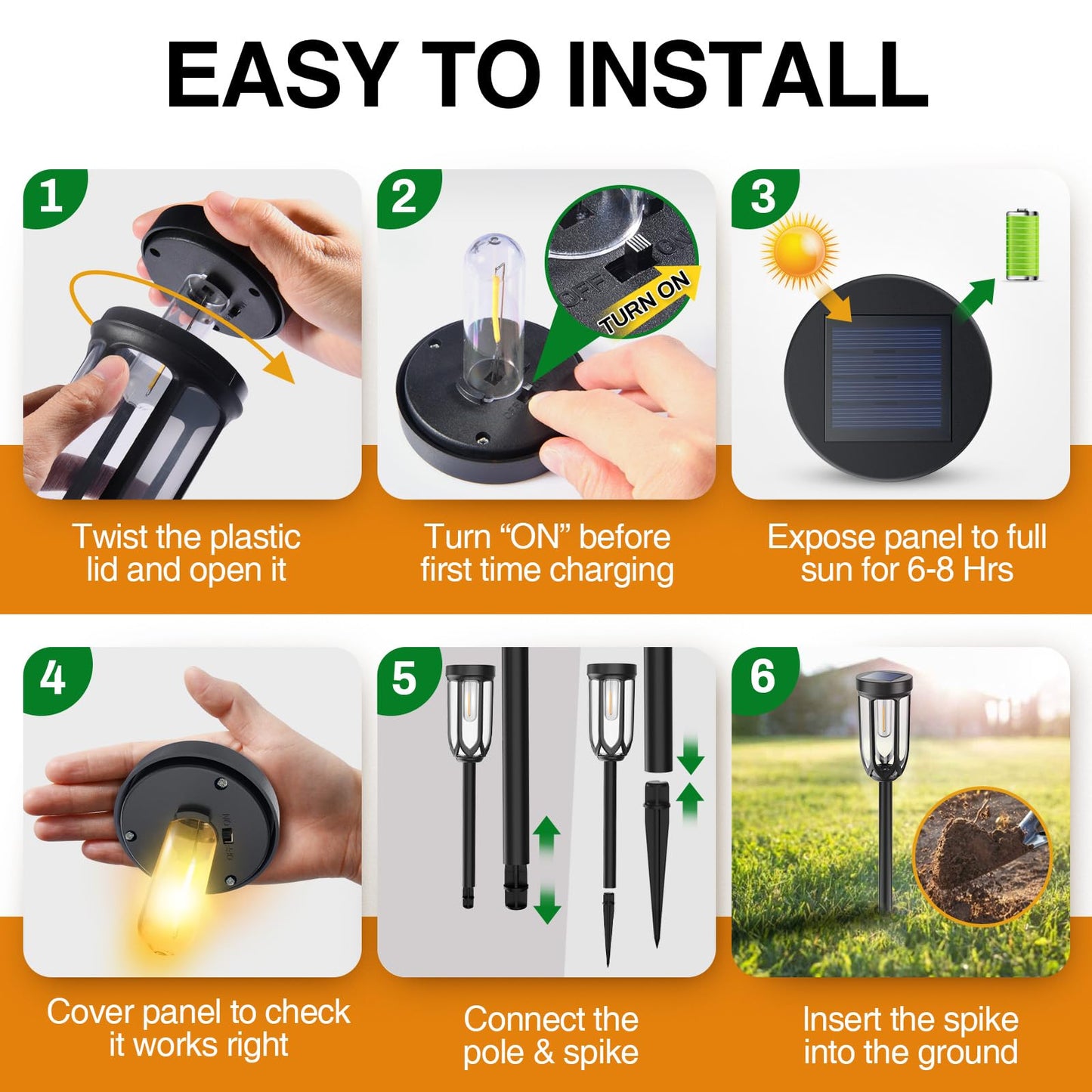 Barleit Solar Pathway Lights 8 Pack, Solar Lights Outdoor Waterproof IP65, Bright Auto On/Off Driveway Patio Light, Solar Garden Lights Landscape Lighting for Walkway Lawn Yard