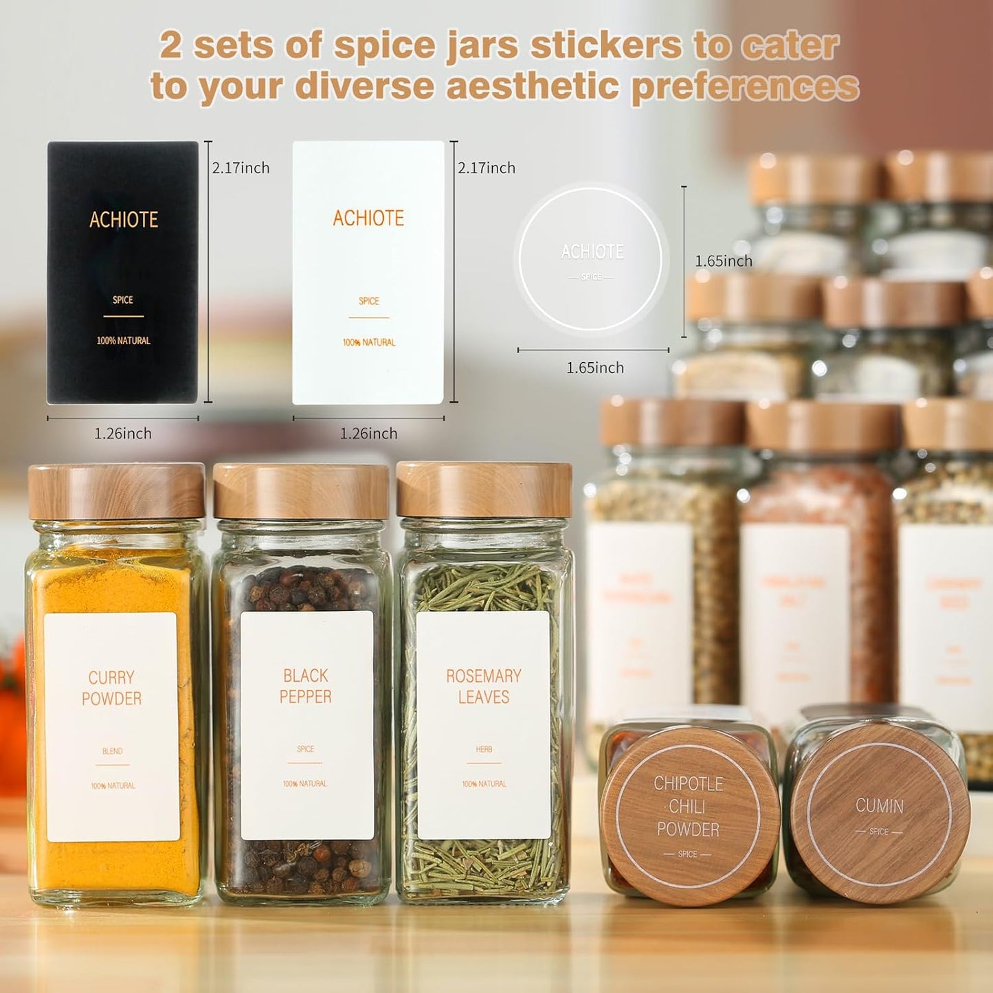 TESUNMU Label4oz (48) Spice Jars with Seasoning Containers, Glass Spice Bottles with Shaker Lids,Funnel, Chalk Pen