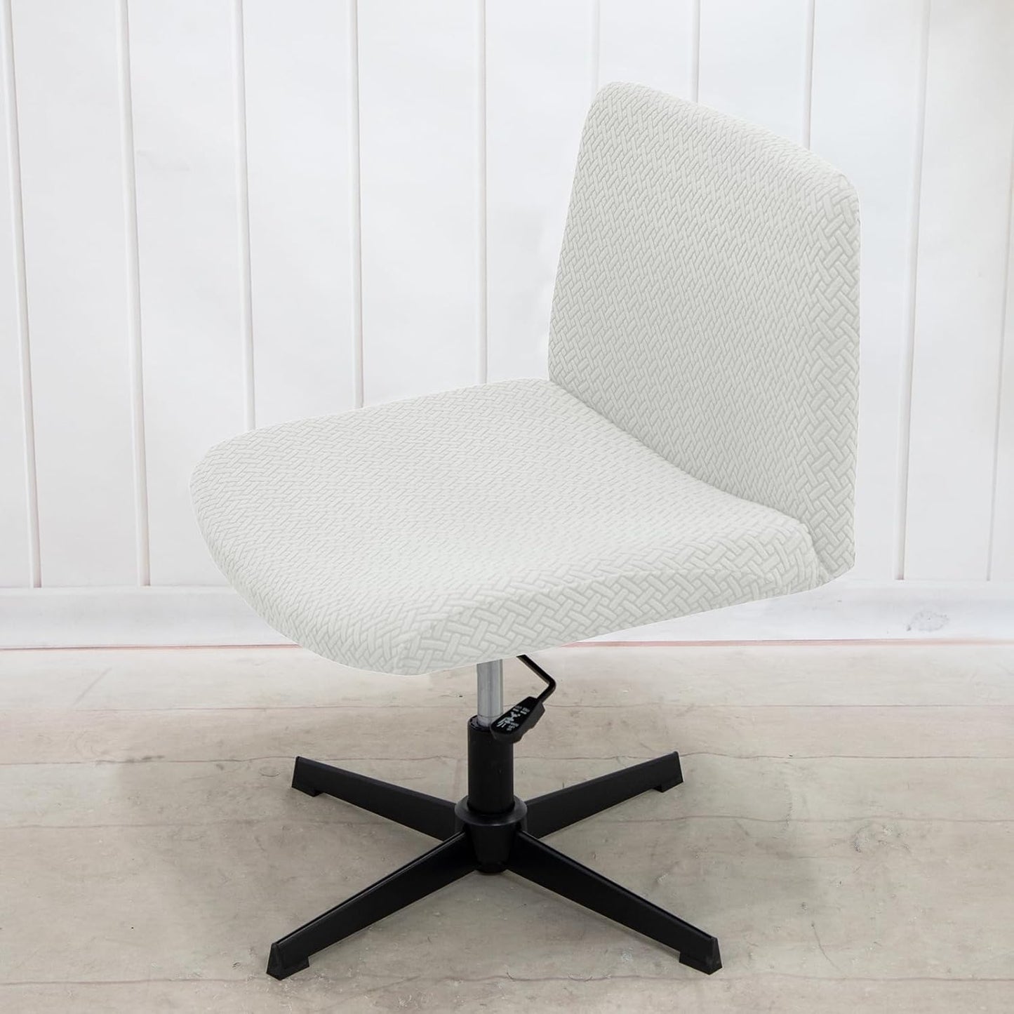 ele ELEOPTION Stretch Armless Chair Cover, White Weave Protector for Office Desk Chair, Home Furniture Slipcover