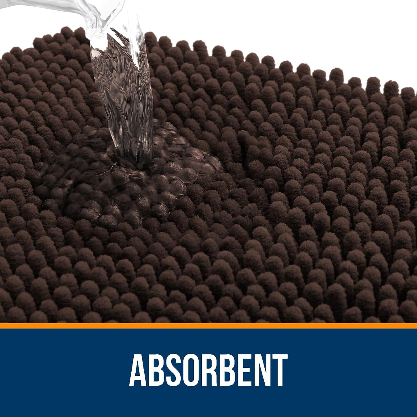 OLANLY Large Bathroom Rugs - Extra Soft Chenille Bath Mats | Quick Dry, Machine Washable, 40x32, Brown