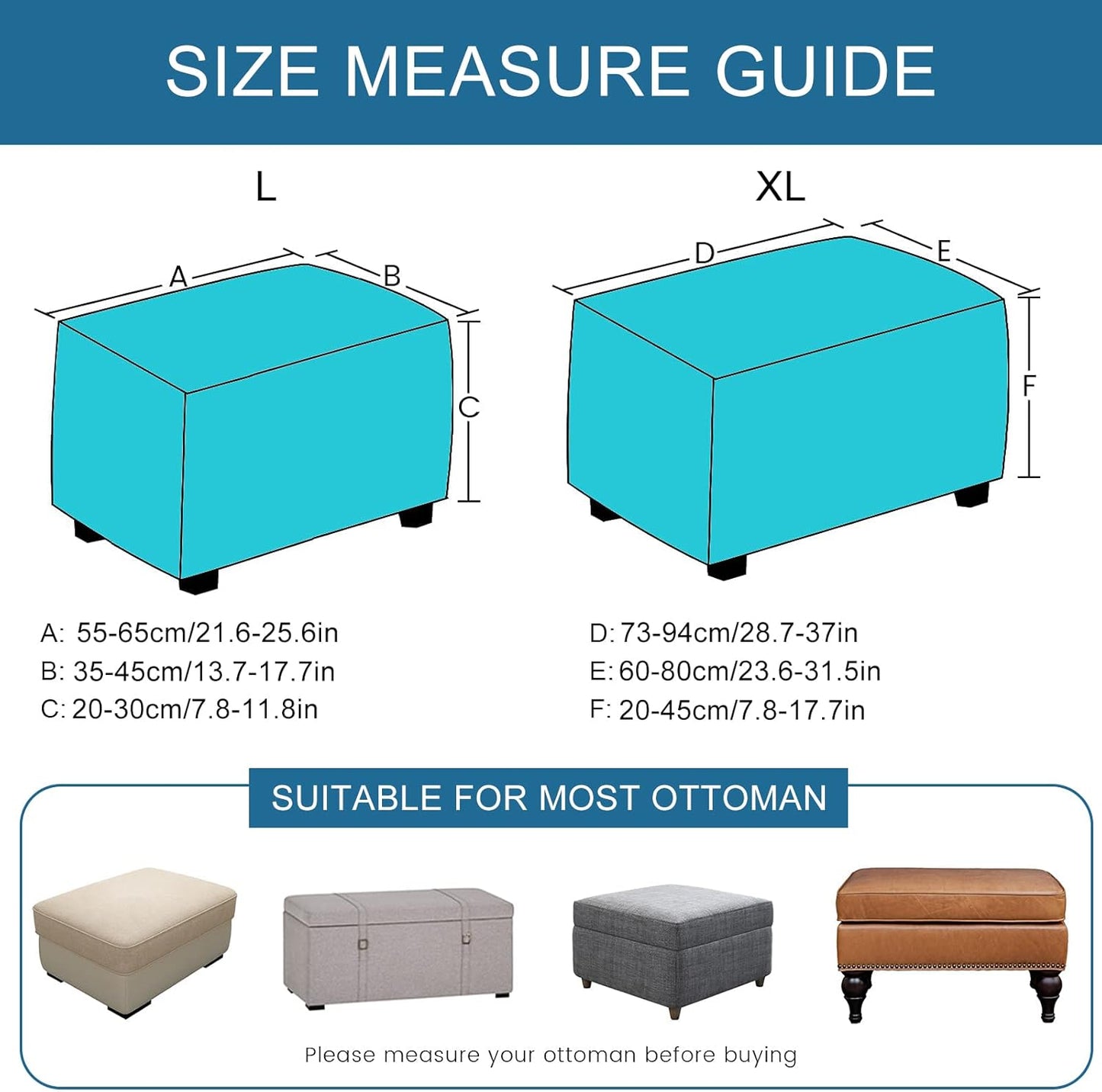 Bottom(06, KRFOONN Ottoman Slipcovers Stretch Rectangle Footrest Stool Covers Printed Ottoman Cover for Foot Stool
