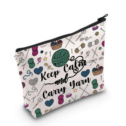 JNIAP Crochet Tote Bags For Crochet Lovers Knitting Shoulder Bag Yarn Lover Bags Keep Calm And Carry Yarn Crocheters Gifts (Keep Calm And mb)