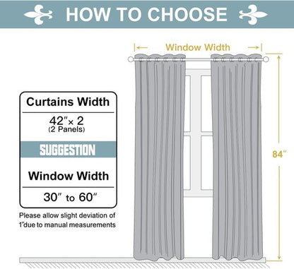 ChrisDowa Grommet Blackout Curtains - Thermal Insulated Room Darkening Panels, Light Grey, 42W x 84L