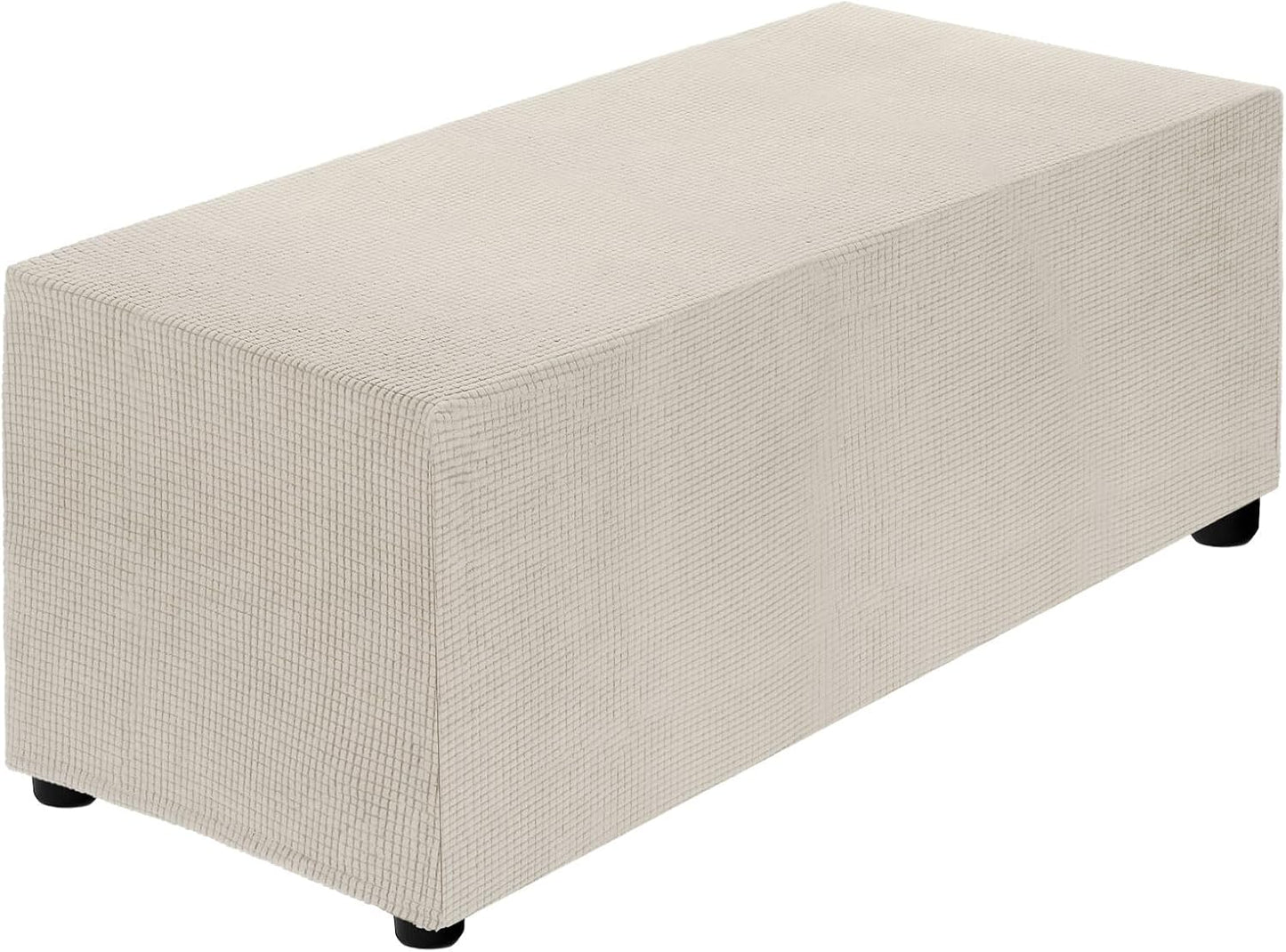 130-160cm 51"-63", uxcell Stretch Ottoman Cover Rectangular Oversized Square Ottoman Slipcover with Elastic for Foot