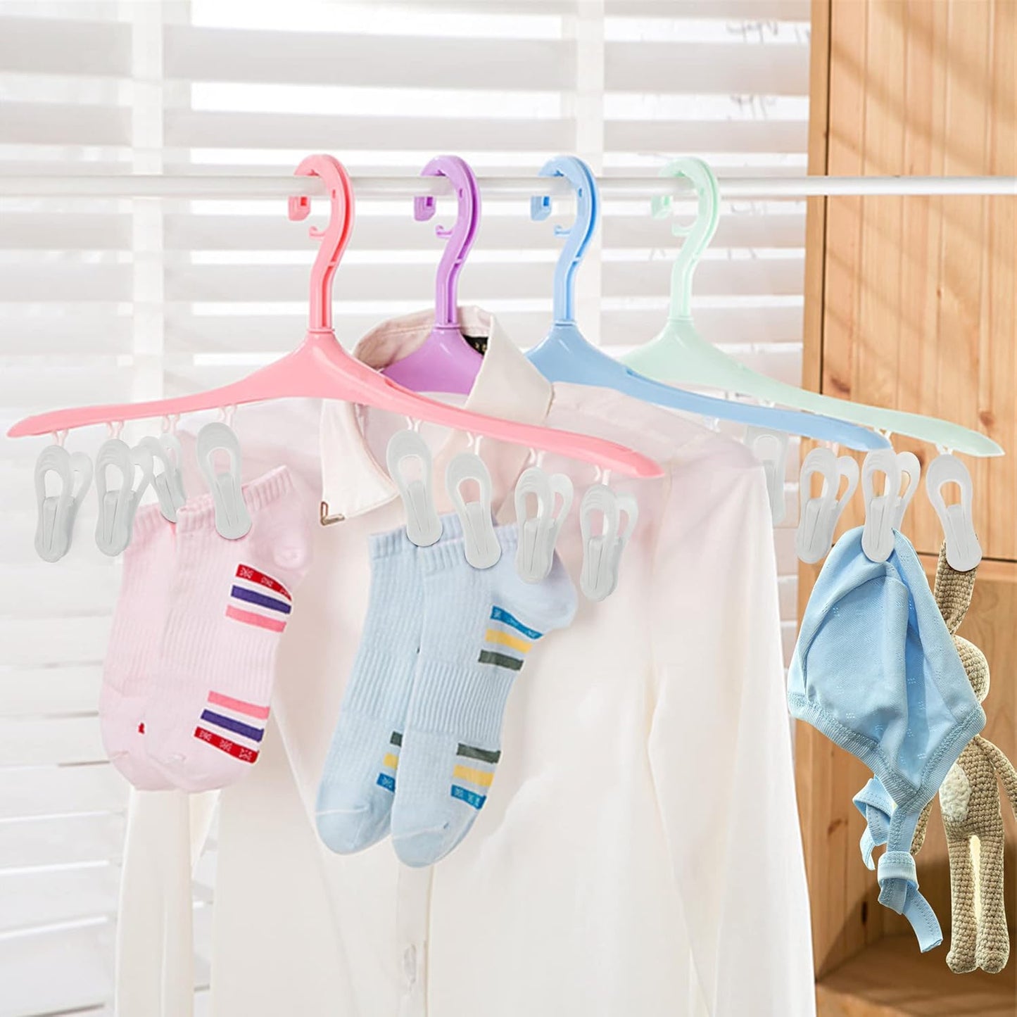 Hanger Clips 30 Pack - Multi-Purpose Finger Clips for Plastic Clothes Hangers, White