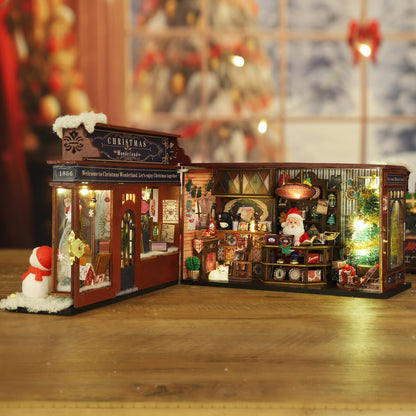CUTEROOM Miniature House Kits for Adults, Mini Dollhouse Wooden Furniture Kit, DIY Craft Kits Creative Room Tiny House for Decoration- Christmas Wonderland
