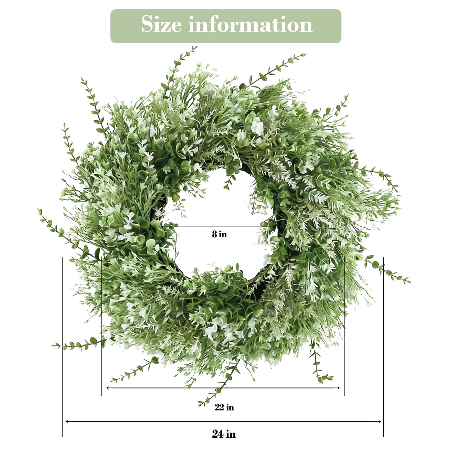 NIOPELO 24'' Eucalyptus Wreath for Front Door - Artificial All Season Wreath for Wedding Farmhouse Porch Wall Room Home Decor
