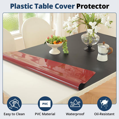 16 40 Inch, 1.5mm OstepDecor Black Table Protector x Thick Plastic Table Cover Protector, PVC Table Top Protector