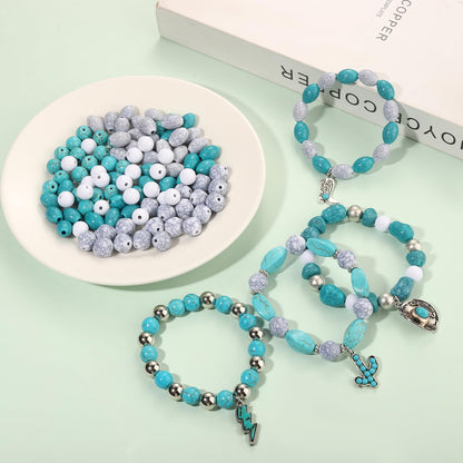 2300PCS+ Western Beads Charms for Bracelet Making Turquoise Clay Heishi Beads Letter Spacer Bead Cactus Star Cowboy Boot Charms for Western Jewelry Making Cowgirl Accessories (Turquoise 1)