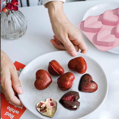 Valentine's Day Silicone Molds, 2PCS Large 3D Diamond Heart Shape Chocolate Molds for Baking