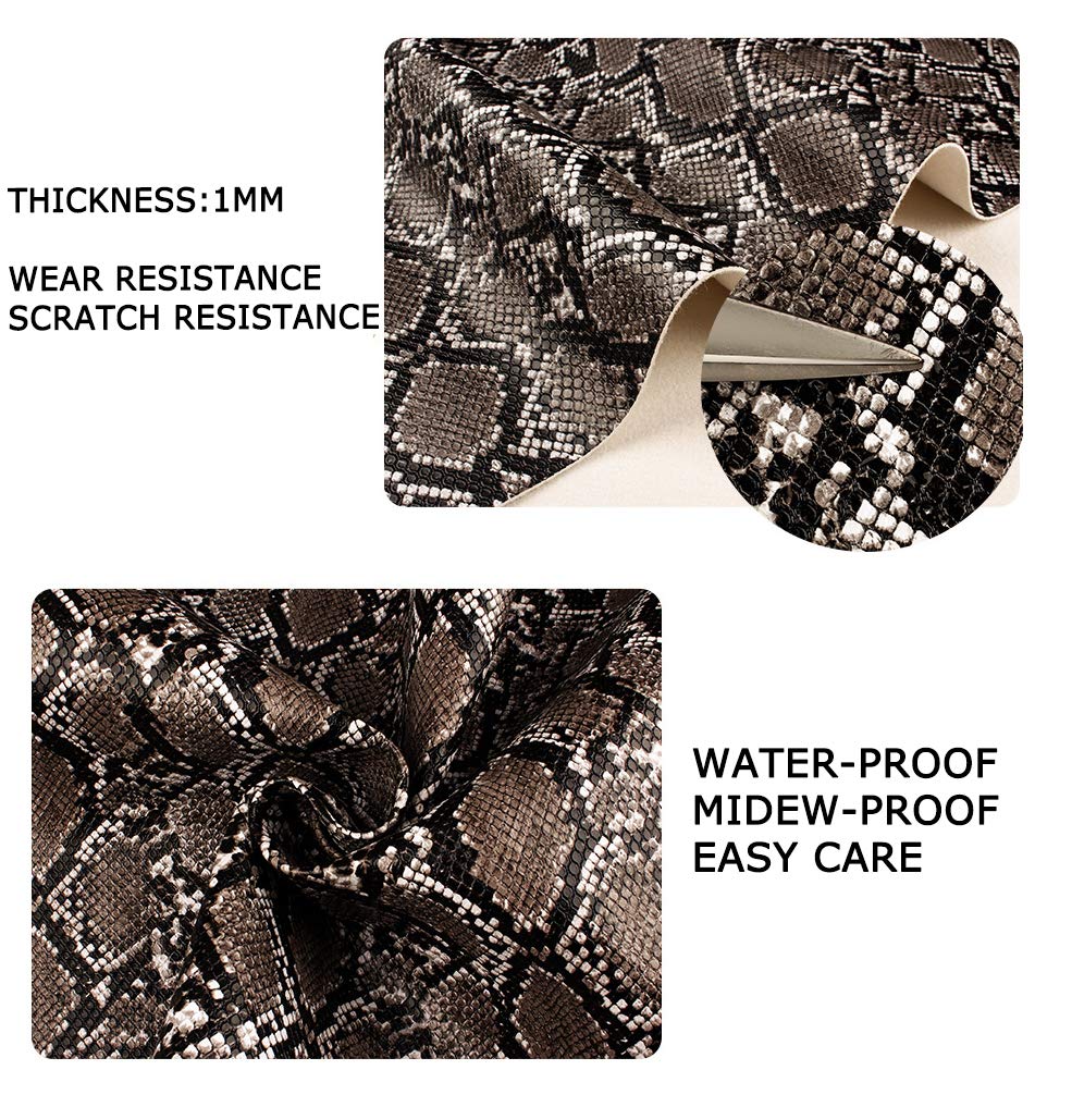3D Anaconda Snake Skin Vinyl Faux Leather Upholstery Fabric By Meter, Embossed PU Fabric Leather Sheets for Earrings DIY Crafts Chairs Seats Sofa 54''x39'' 138x100cm(Color:Blue)
