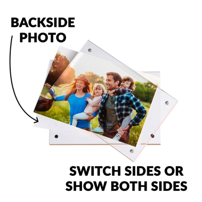 SimbaLux Magnetic Acrylic Picture Photo Frame 5x7 inches (3 Pack), Clear Glass Like, Double Sided Frameless Desktop Floating Display, Free Standing, Easy to Change