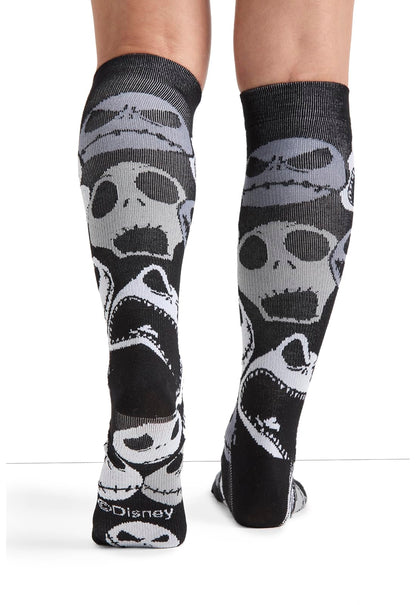 Cherokee Tooniforms Women's 10-15mmHg Compression Socks – Knee High, Soft Knit, Fun Prints, Supports Circulation - TPRINTSUPPORT, Regular, My Scary Face