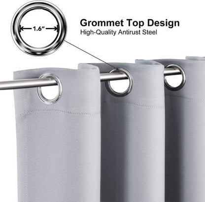 ChrisDowa Grommet Blackout Curtains - Thermal Insulated Room Darkening Panels, Light Grey, 42W x 84L