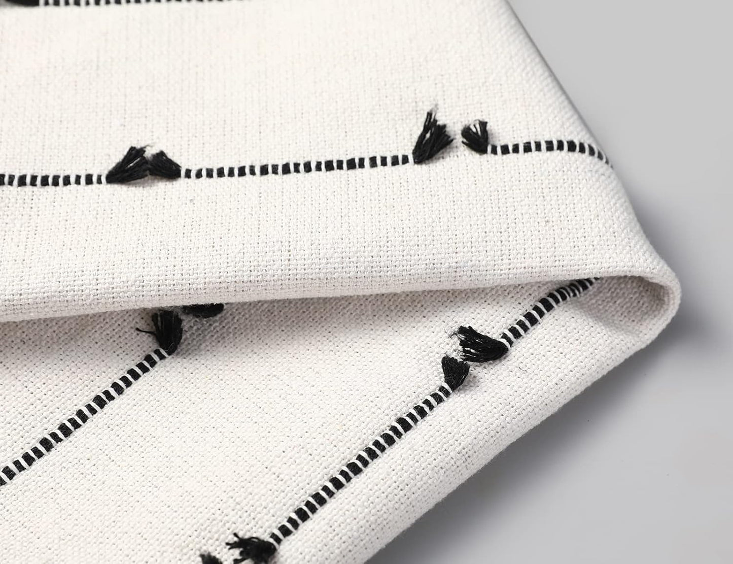 14 28 Inch 1 Pack NUYECY Boho Long Lumbar Pillow Covers x Black, Classic Striped Pattern Cotton Decorative Pillow Cover