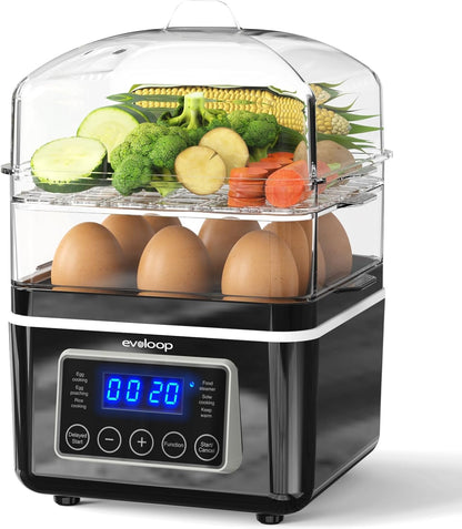 Skiennix 4 QT Electric Food Steamer - 2 Tiers, BPA-Free Stackable Baskets, Auto Shut-Off | Ideal for Veggies, Seafood, Rice