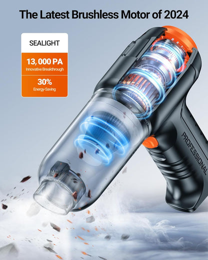 SEALIGHT Mini Wireless Car Vacuum, 13000PA High Power Suction and Air Duster, Lightweight Handheld Vacuum for Car,