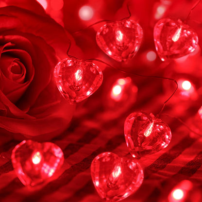 Luditek 50 LED Diamond Cut Red Heart Twinkle Fairy String Lights, 8 Lighting Modes with Timer for Valentines Weddings