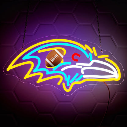 Football Neon Sign for Wall Decor - Team Merch Neon Acrylic USB Powered LED Wall Art Decor, Light Up Sign Dimmable, for Man Cave Game Room Bedroom Bar Club Party Fans 15.98" × 8.03"