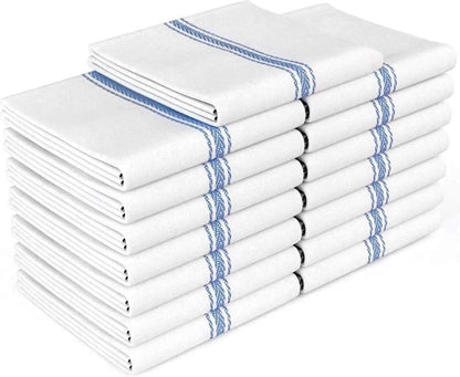 15 Pack 14" 25" 100% Zeppoli Classic Dish Towels - - by - Cotton Kitchen Towels - Reusable Bulk Cleaning Cloths - Blue
