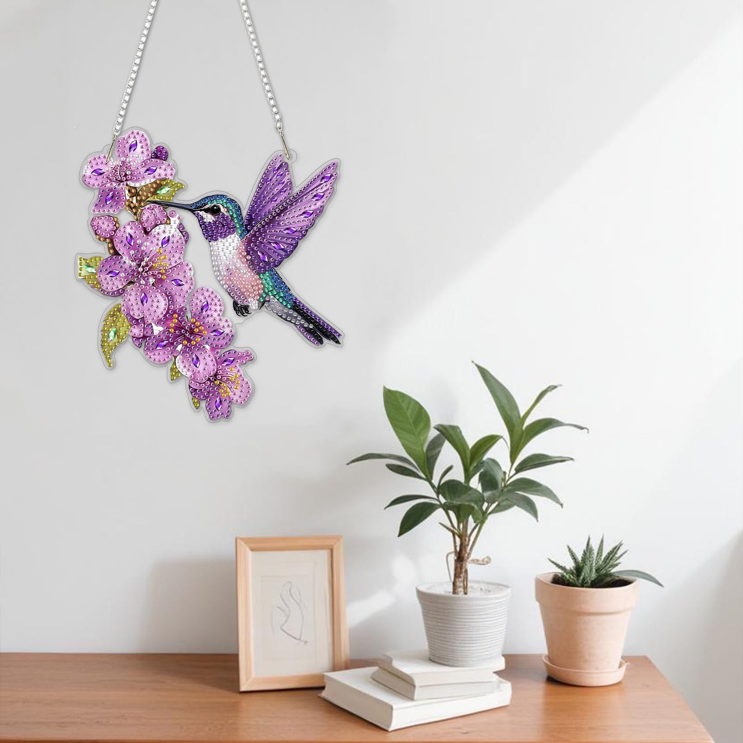 NAIMOER DIY Hanging Diamond Art Kits for Adults, Hummingbird Diamond Painting Kits, Special Shaped Rhinestone, Acrylic 5D Gem Art Craft Window Pendants Home Garden Wall Hanging Ornament Kits