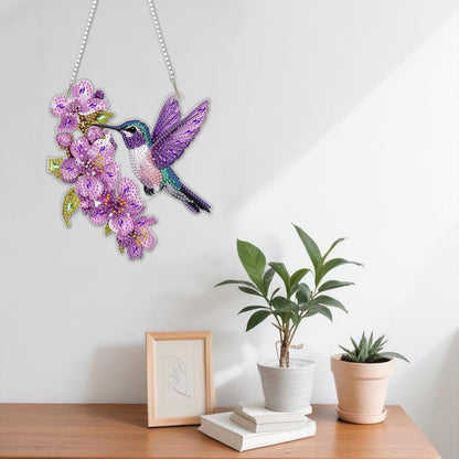 NAIMOER DIY Hanging Diamond Art Kits for Adults, Hummingbird Diamond Painting Kits, Special Shaped Rhinestone, Acrylic 5D Gem Art Craft Window Pendants Home Garden Wall Hanging Ornament Kits