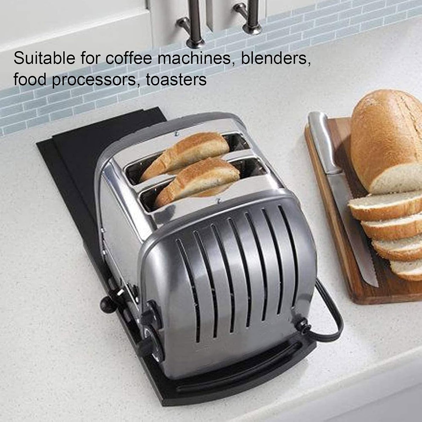 Handy Sliding Coffee Maker Tray with Smooth Rolling Wheels for Toaster & Coffee Maker
