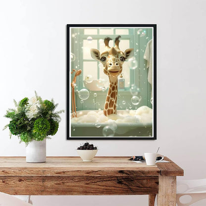 EATUKYIC Giraffe in Bathtub, Adult Diamond Painting Kit, Unique Charm of Animals, Gem Art Painting with Diamond Home Wall Decor 12x16 Inches