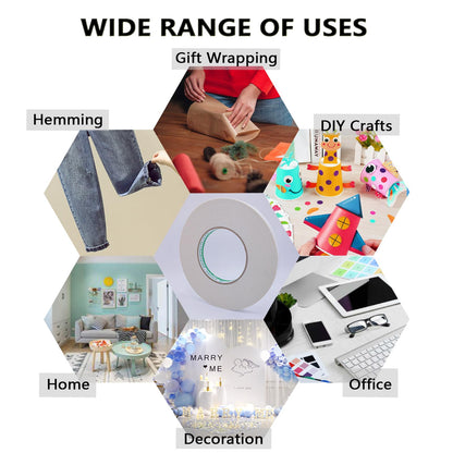 WENSSKKU Double Sided Sticky Fabric Tape,1 Inch x 200 Feet Hem Tape No Sew No Iron,Double Sided Hemming Tape for Clothes, Pants, Curtains, Crafts and DIY Projects,Thin and Removable