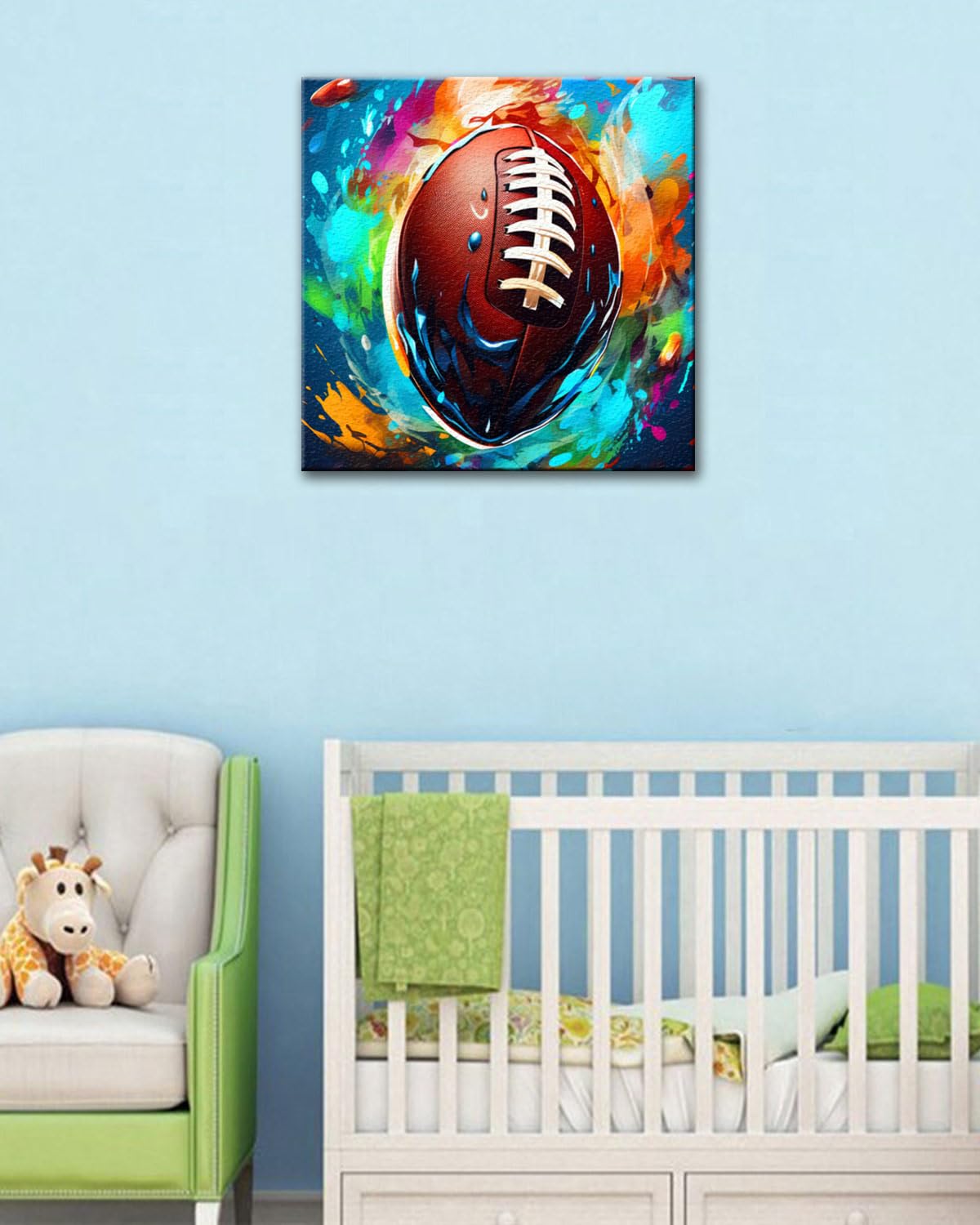 Blissroot Framed Paint by Numbers Kit for Adults Beginner &Kids Ages 8-12, 12x12inch American Football Paint by Numbers with Frame,Large Sports Paint by Number Framed Canvas (Without Easel)