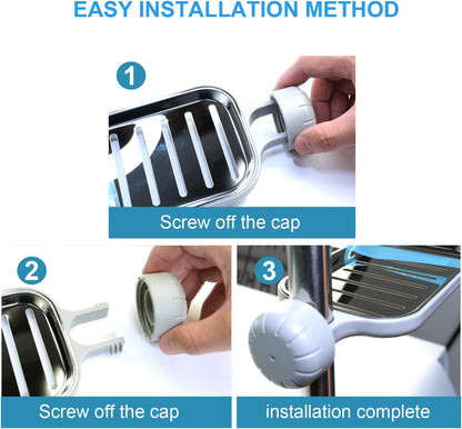 Sponge Holder for Kitchen Sink, Rustproof Waterproof Upgrade Sink Caddy, Stainless Steel, Easy to Install