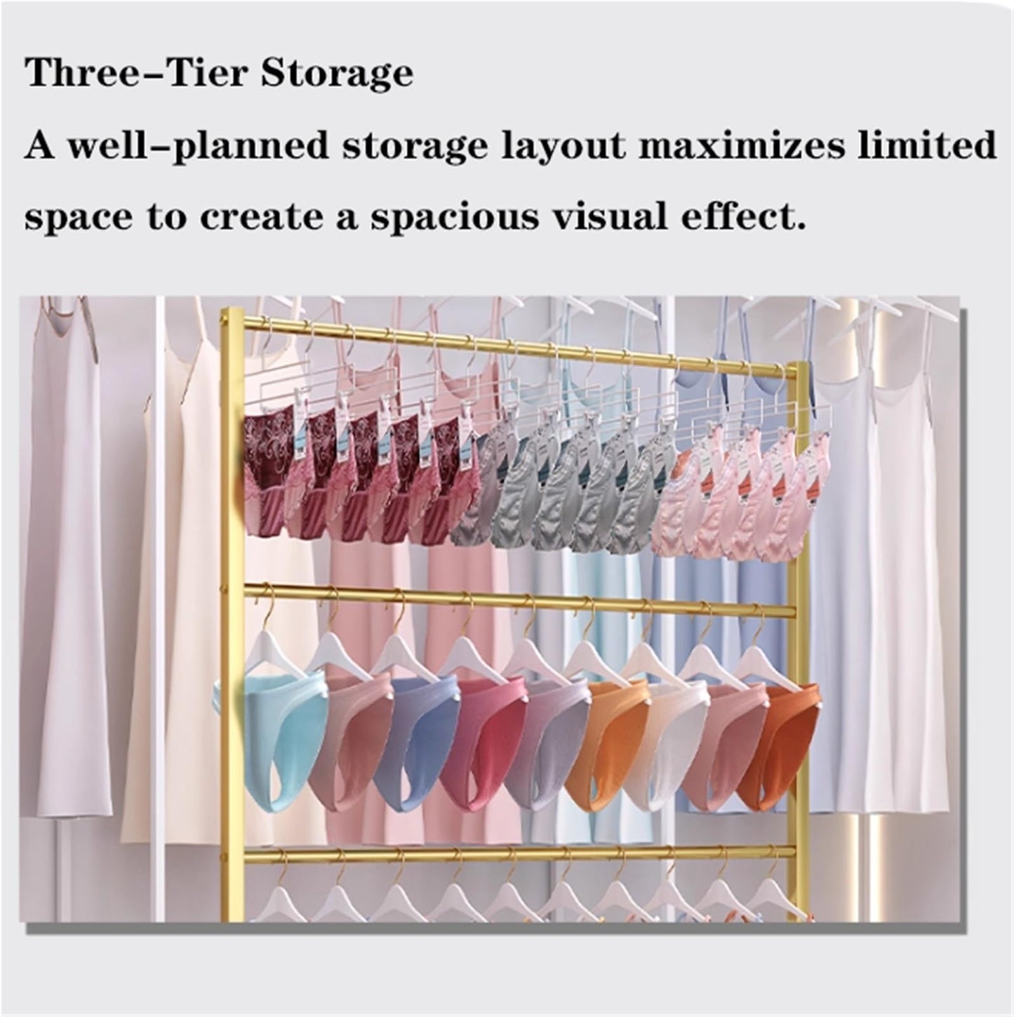Mobile Lingerie Bra Rack Swimsuit Organizer Hanger, Anti-Slip, Underwear Display Stand with Wheels, Commercial Clothing Store Shelf, for Shorts,Hats, Sock, 3 Tier(Black,80 * 40 * 1