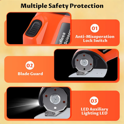 Lichamp Cordless Electric Scissors, Rechargeable Box Cutter, Carpet & Fabric Rotary Cutter with Safety Button, USB Charging for Cardboard Box, Plastic, Leather & More