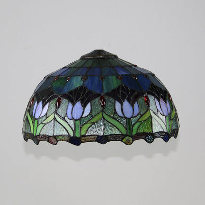 16-Inch Tulip Lampshade Replacement, Tiffany Style Floral Stained Glass Lamp Shade Only for Table Lamps Pendant Lamps Floor Lights