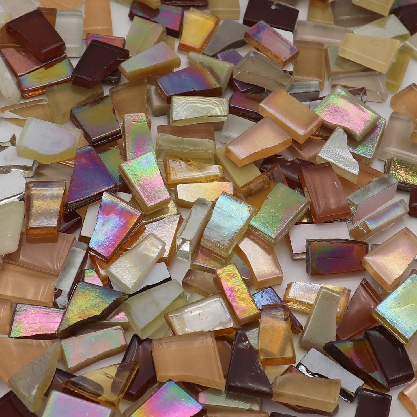 LITMIND 1.1LB Brown Mixed Irregular Glass Scraps Mosaic Tiles for Crafts - Hand-Cut Mosaic Glass Pieces with Backing - Ideal for Mosaic Crafts, Puzzles, and Artwork Projects