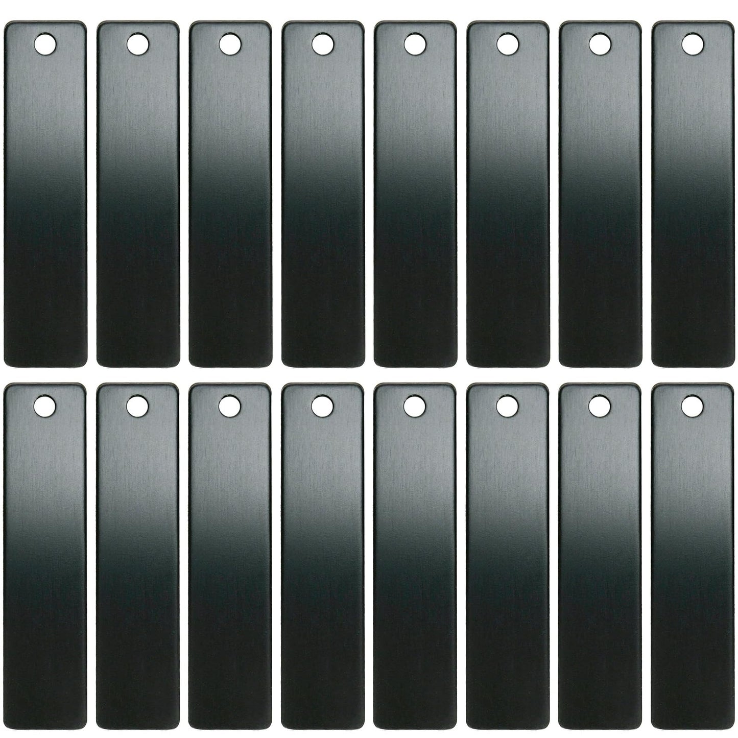 ABBECIAO Engravable Metal Keychain Blanks for Laser Engraving, 2" x 1/2" Anodized Aluminum Rectangle Stamping Blanks with One Hole, 14ga. Thick, Pack of 25 (Black)
