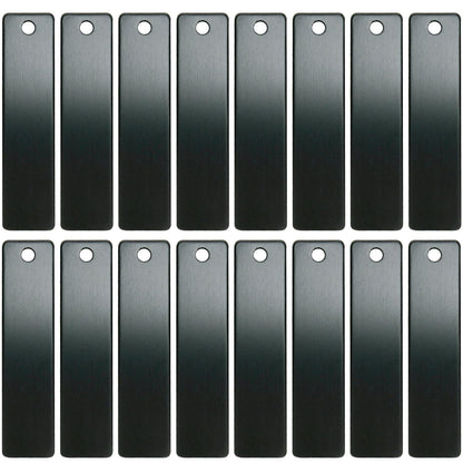 ABBECIAO Engravable Metal Keychain Blanks for Laser Engraving, 2" x 1/2" Anodized Aluminum Rectangle Stamping Blanks with One Hole, 14ga. Thick, Pack of 25 (Black)