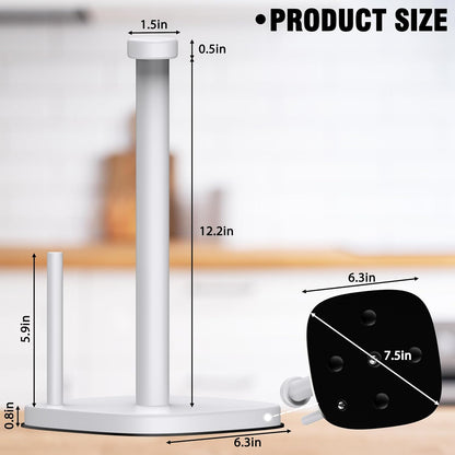 Standing Paper Towel Holder for Countertop, Stainless Steel with Weighted Base and Suction Cups for Kitchen and Bathroom