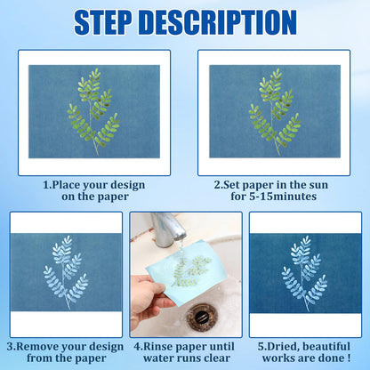 NOVWANG 80 Sheets Cyanotype Sun Print Paper, 5.8 x 8.3 Inch High Sensitivity Cyanotype Kit Sun Paper DIY Arts with 1 Sheet Acrylic Panel for Art Crafts Project
