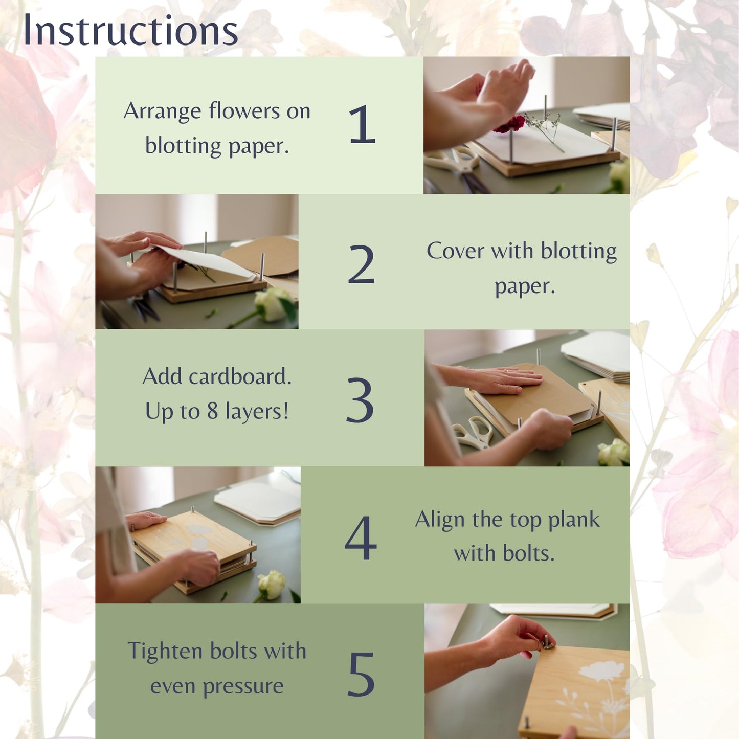 Flower Press Kit | Durable Hardwood 8x10in - Flower Preserving Kit Up to 8 layers - Floral Preservation kits for adults and kids | Innovative and Giftable Floral Pressing kit for Craft Enthusiasts