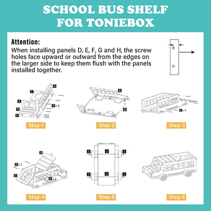 School Bus for Tonies Box 1/2 Organizer Shelf Storage, Wooden Bus Magnetic Storage Holder for Toniebox Player Tonies Figures Characters for Children, Display Collection 20~30 Tonie Box Characters